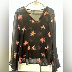 Lucky Brand Black Floral Blouse